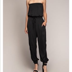 Black strapless jogger jumpsuit NEW